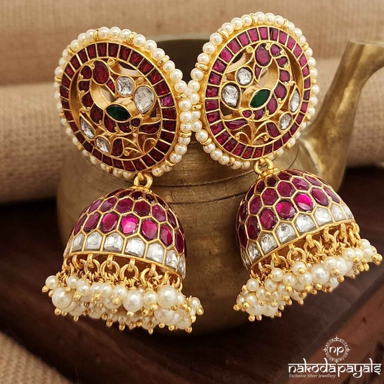 Circular Kundan Jhumka (Ge9439)
