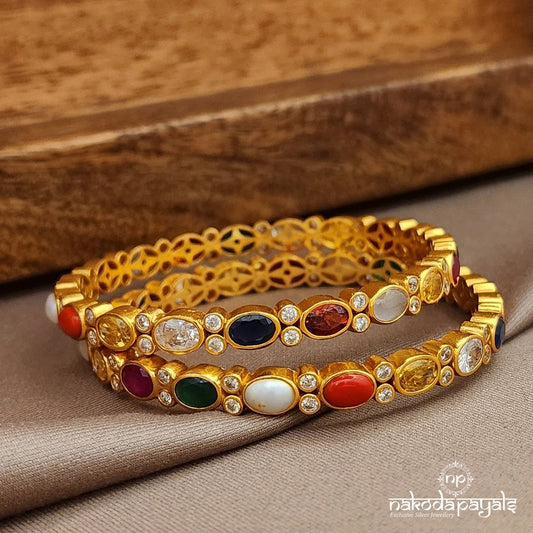 Navaratna Bangles Pair (2.6) (Gk3218)