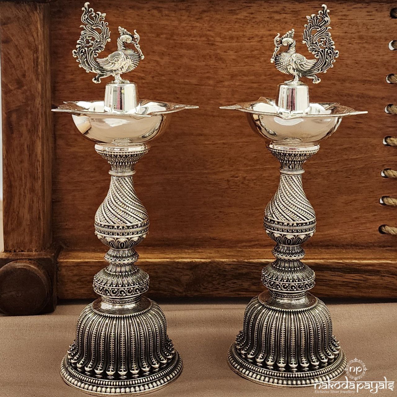 Oxidised Peacock 7' Deepam Pair  (Aa2200)