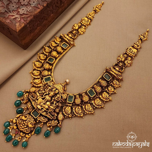 Rectangular Green Lakshmi Neckpiece (Gn9814)