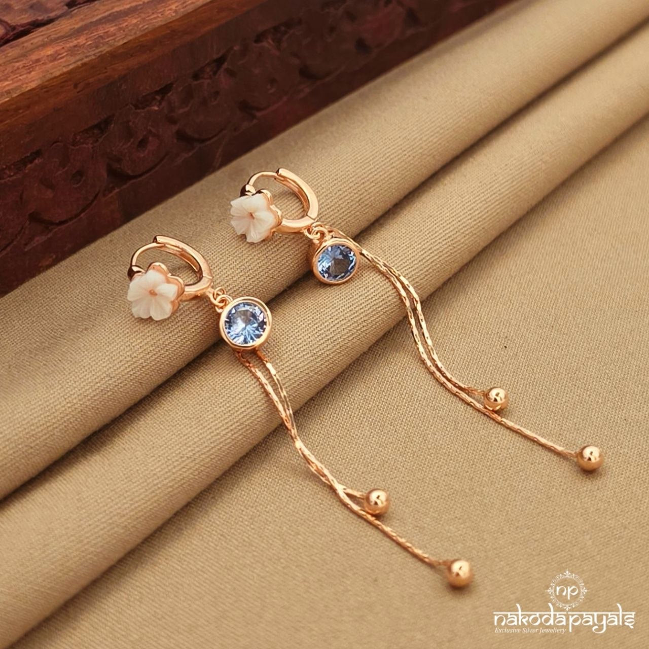 Aqua Mop Rose Gold Earrings (St3967)