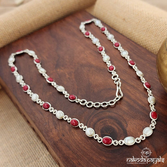 Coral & Pearled Neckpiece (N10590)