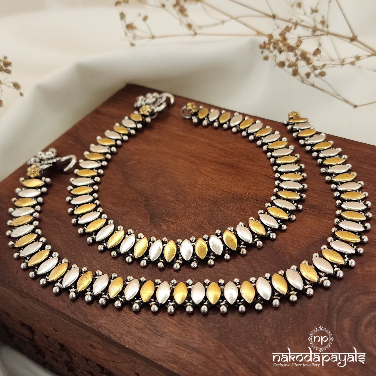 Oxidised Dual Tone Anklets Pairs (A5884)