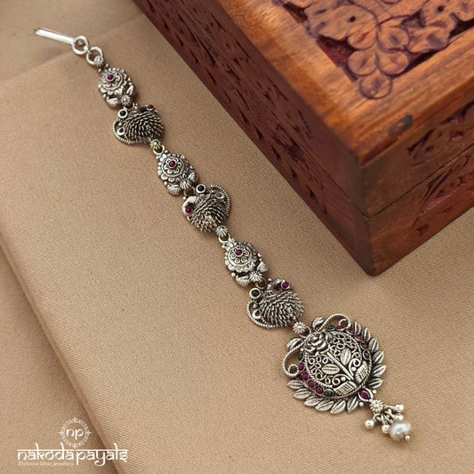 Peacock Floral Pearl Maang Tika (M0492)