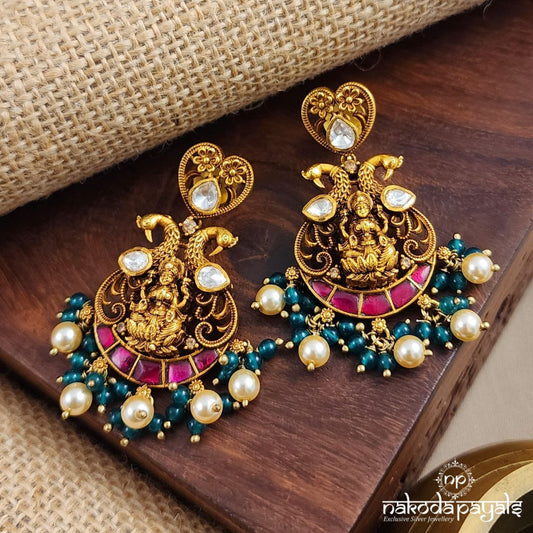 Twin Peacock Pearl Drops Moissanite Chandbali (Ge8691)