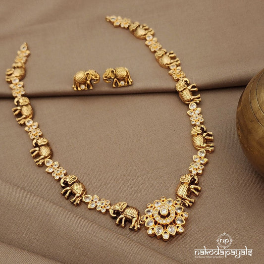 Elegant Elephant Neckpiece With Earrings (Gn9117)