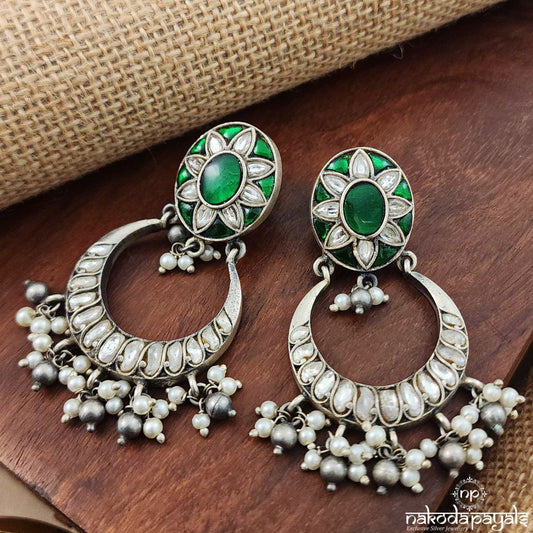 Green Floral Kundan Chandbali (C3233)