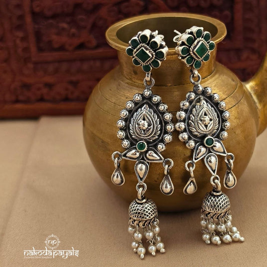 Green Floral Earrings (C4077)