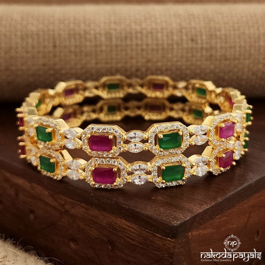MultiColor Rectangular CZ Bangles (Gk3019)