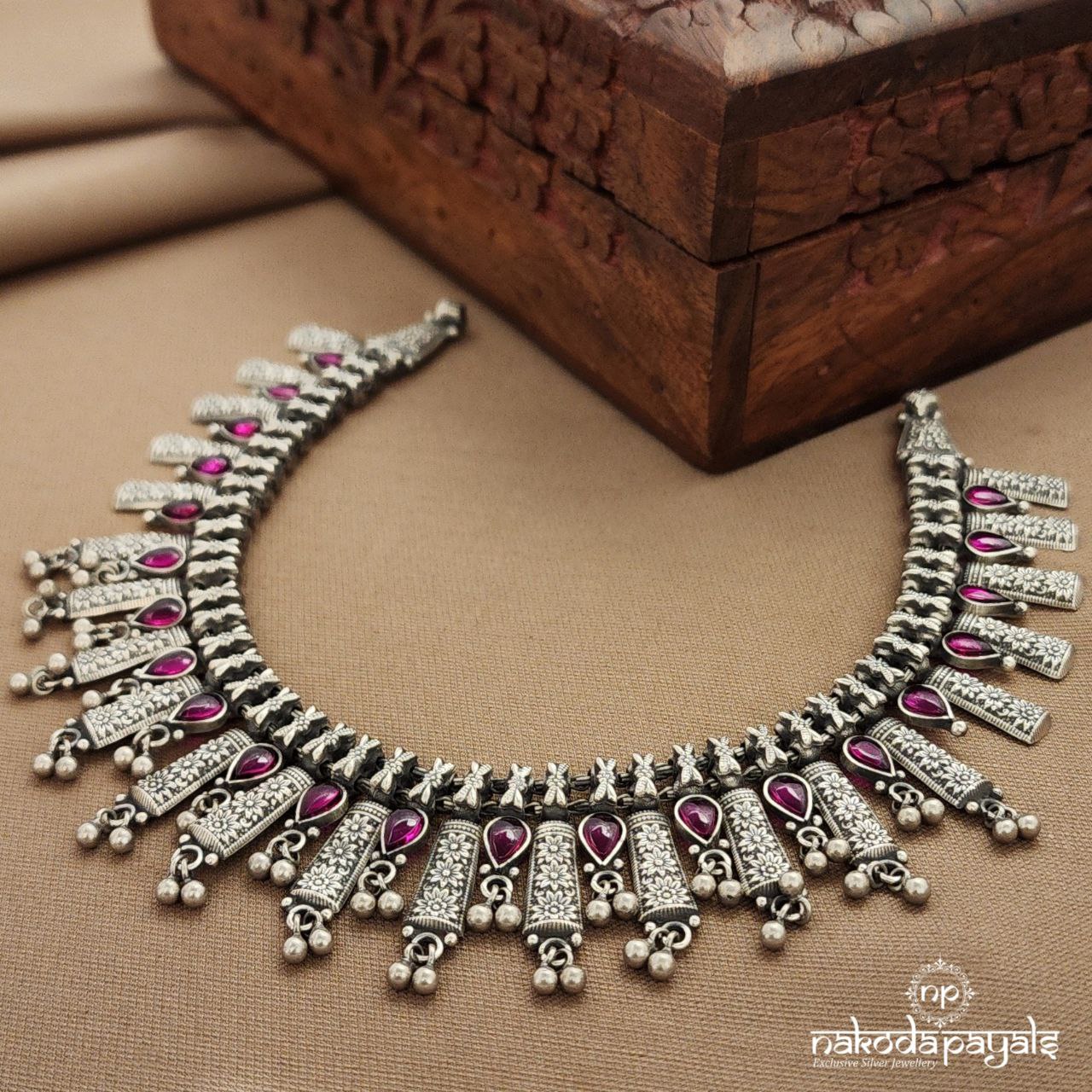 Pink Drop Tribal Neckpiece  (N11412)