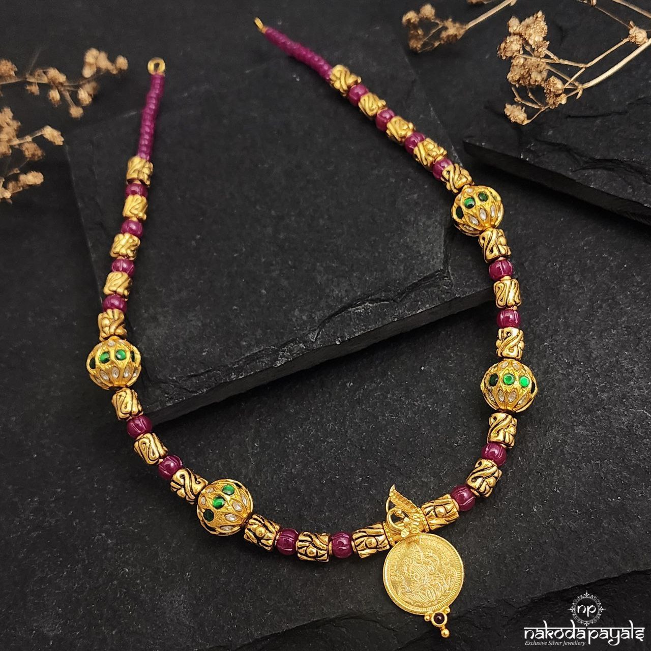 Lakshmi Coin Kundan Ball Neckpiece (Gn8722)