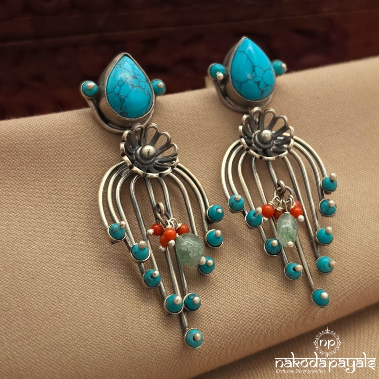Endearing Turquoise Chandbali (C4132)