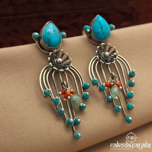 Endearing Turquoise Chandbali (C4132)