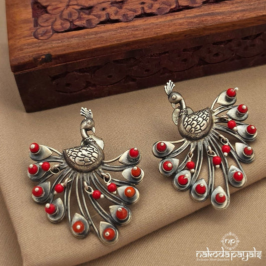 Exemplary Coral Peacock Earrings (C4136)