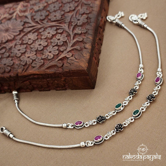 Green Oval Rose Anklets (A6796)