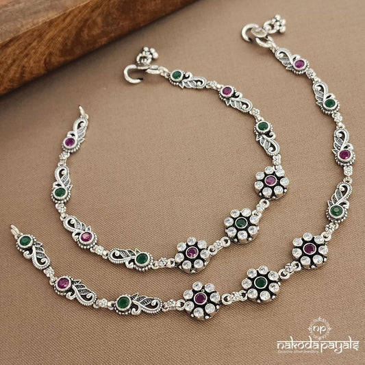 Green Dot Elegant MultiColor Anklets (A6590)
