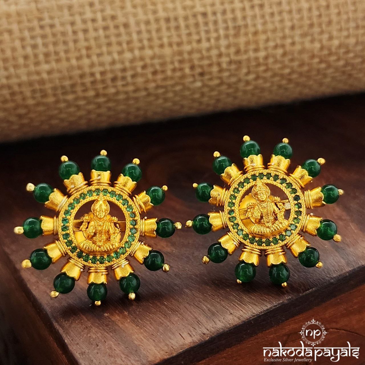 Lakshmi Green Coruscating Studs (Ge9946)