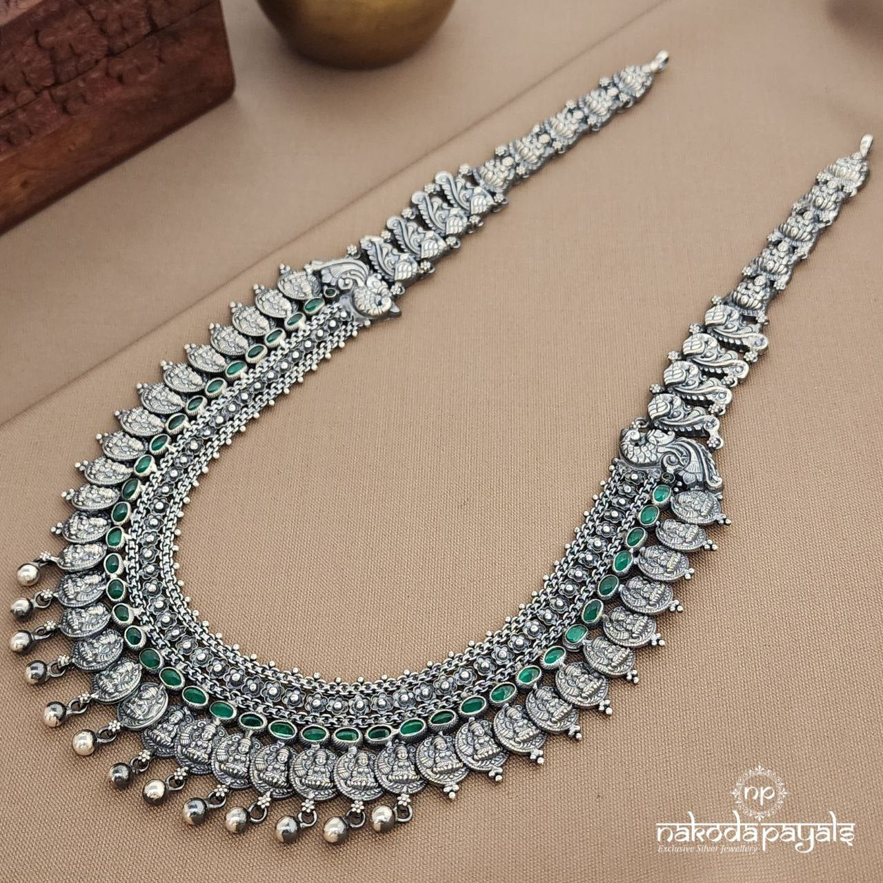 Lakshmi Coined Drop Green Neckpiece  (N11247)