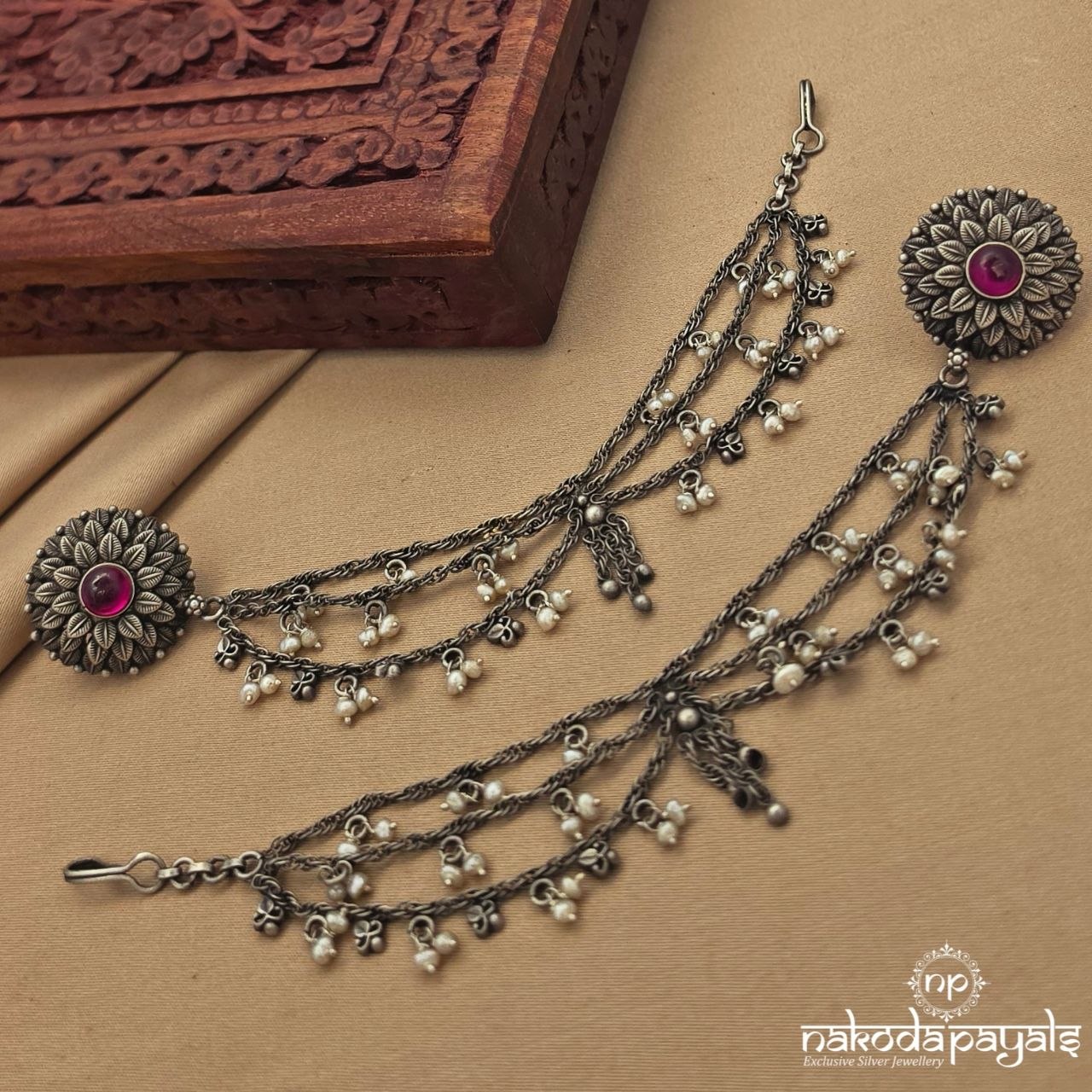 Pink Leafy Stud With Maati (M0472)