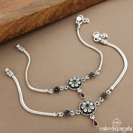 Rose Circular Green Dot Anklets (A6605)