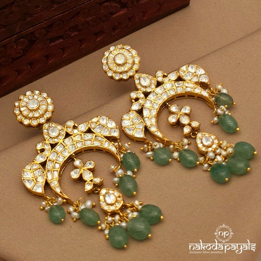 Moissanite Peacock Pearl Chandbali (Ge10996)