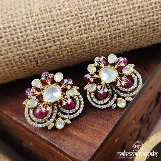 Pink Flower Moissanite Studs (Ge8689)