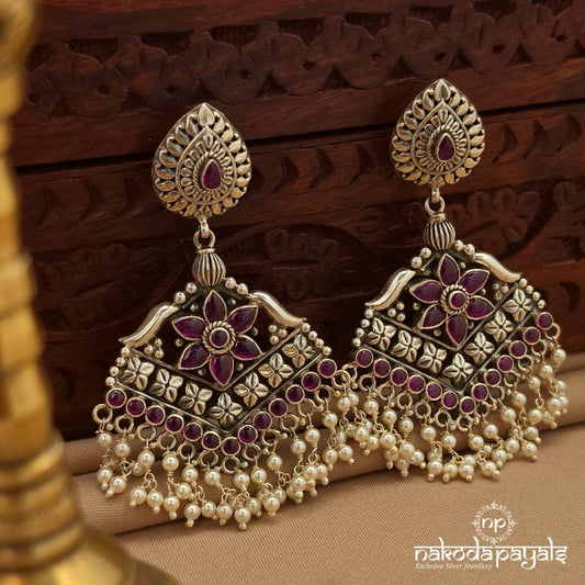 Red Pearl Floral Chandbali (C4089)