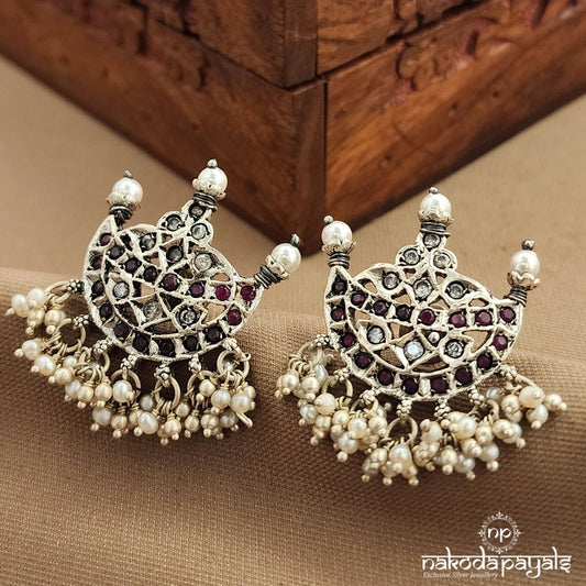 Half Moon Pearled Drop Studs (S3763)