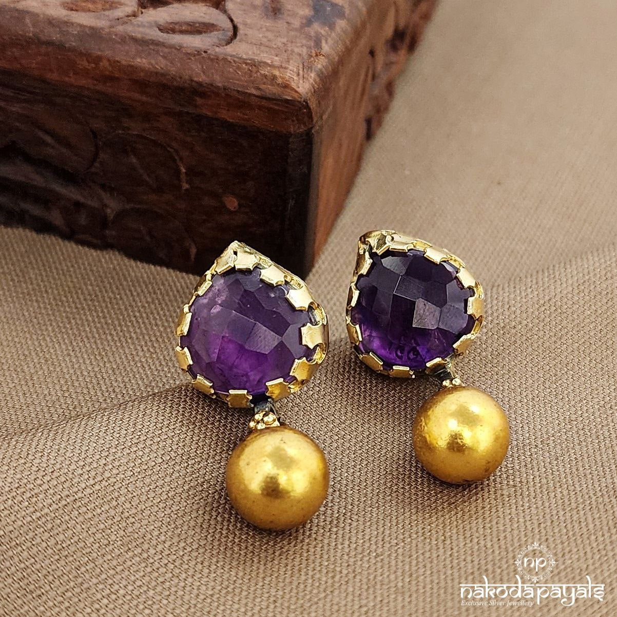 Dual Tone Amethyst Earrings (C3733)