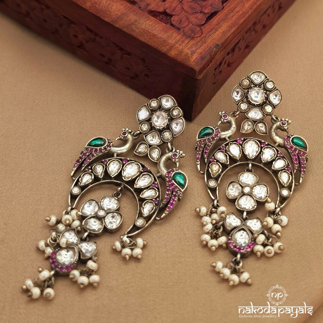 Pretty Peacock Kundan Chandbali (C4007)