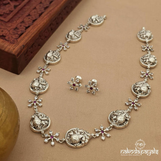 Elegant Peacock Floral Neckpiece with Earrings (N11903)