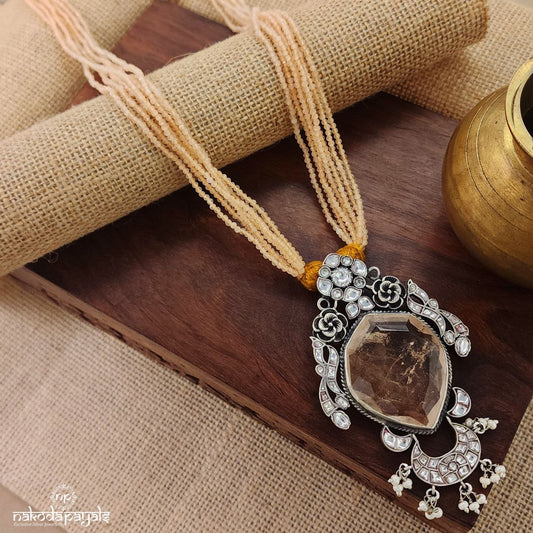 Smoky Petals And Moonlit Grace Neckpiece (N10637)