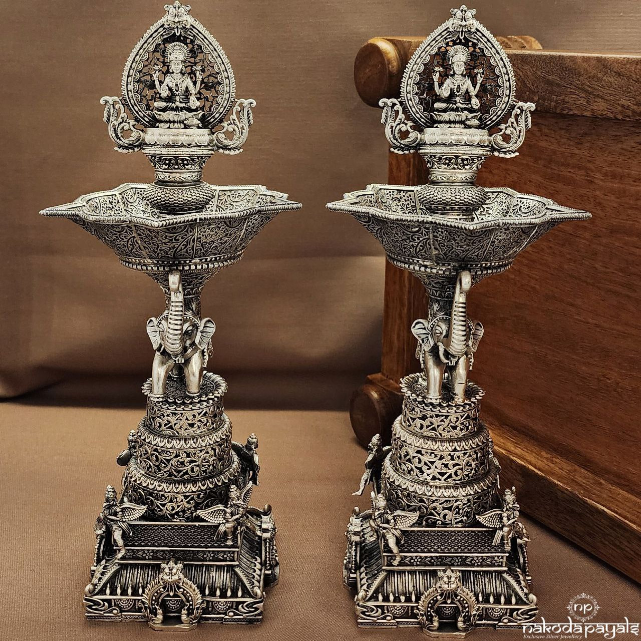 Elephant "9.5 Inch" Deepam Pair (Aa2529)