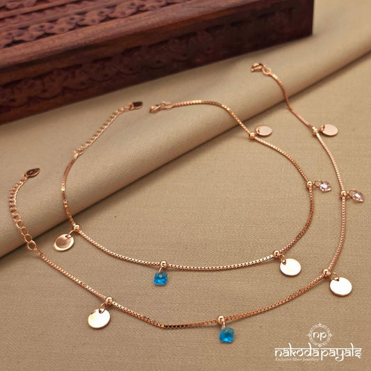 Rose Gold Drop Anklet (A6855)