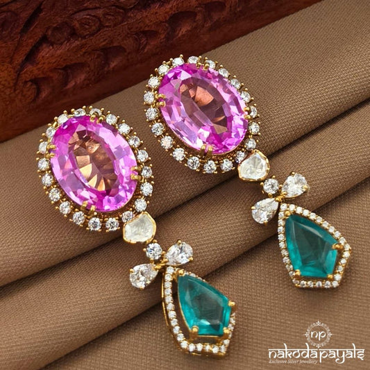Pink Oval  Earrings (Ge10490)