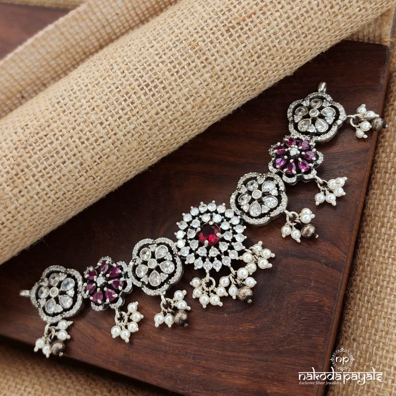 Twinkling Red CZ Choker (N10889)