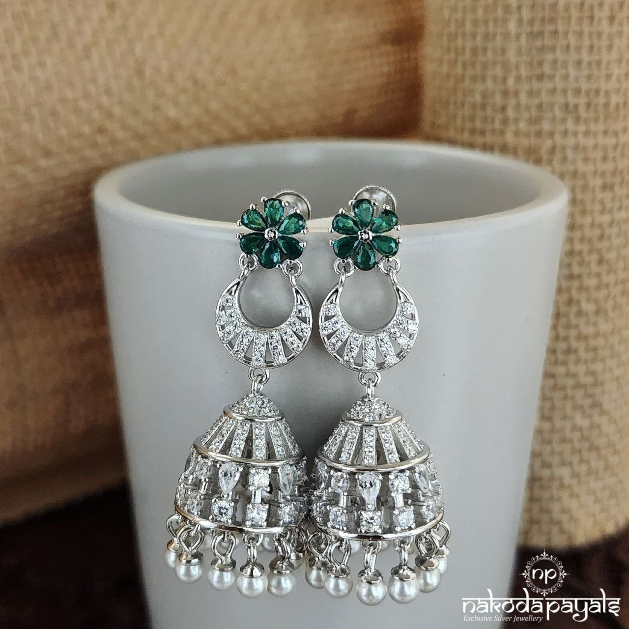 Green Half Moon Jhumka (J1069)