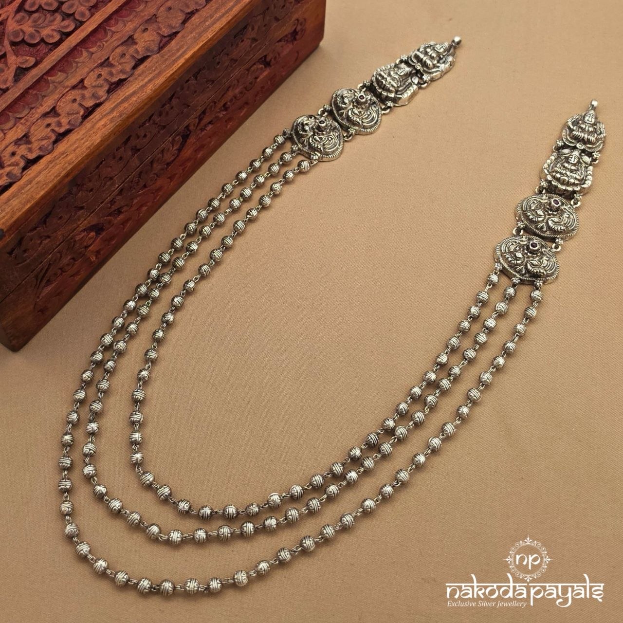 Elegant Lakshmi Floral Ball Drop Neckpiece (N12113)