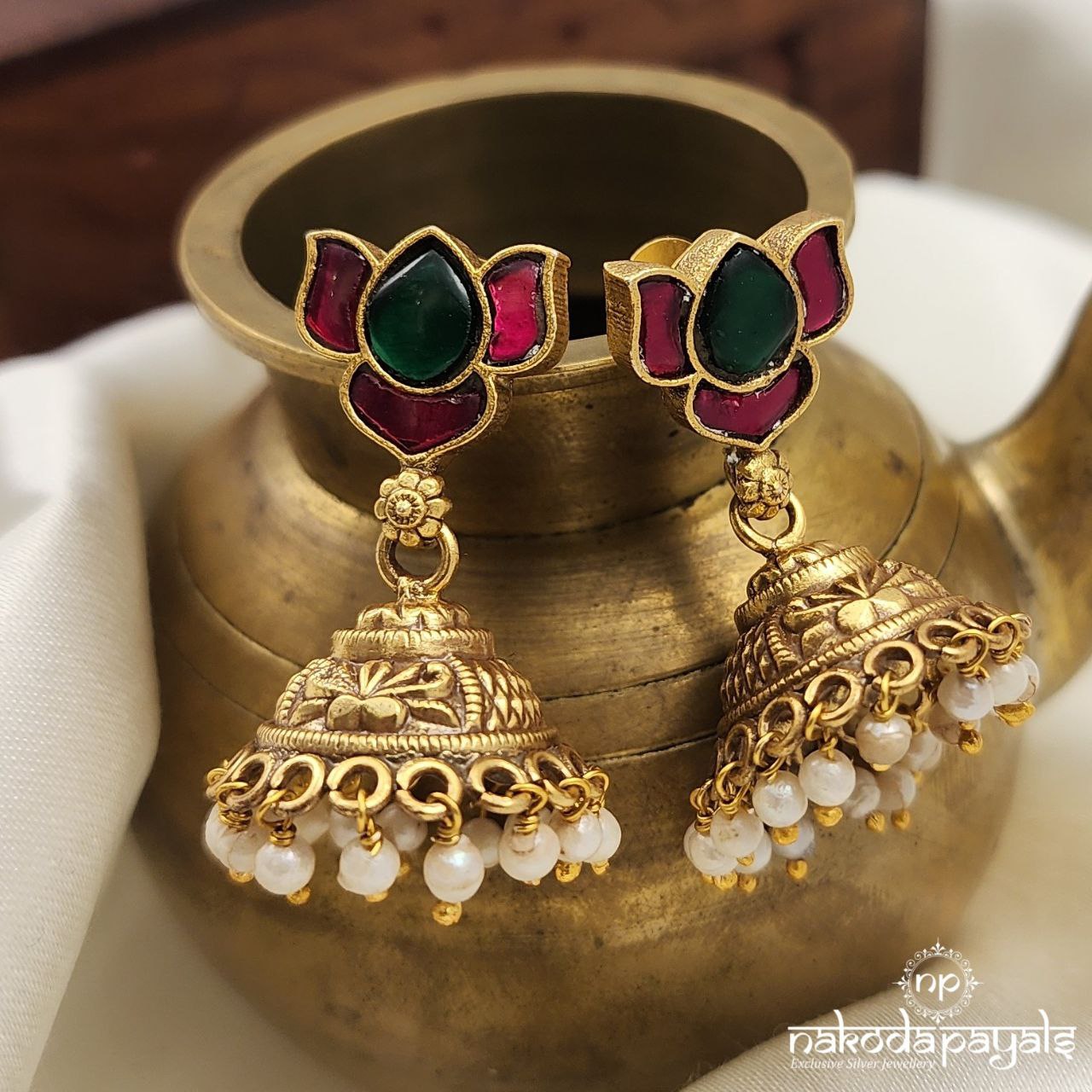 Kundan Lotus Jhumka (Ge8778)