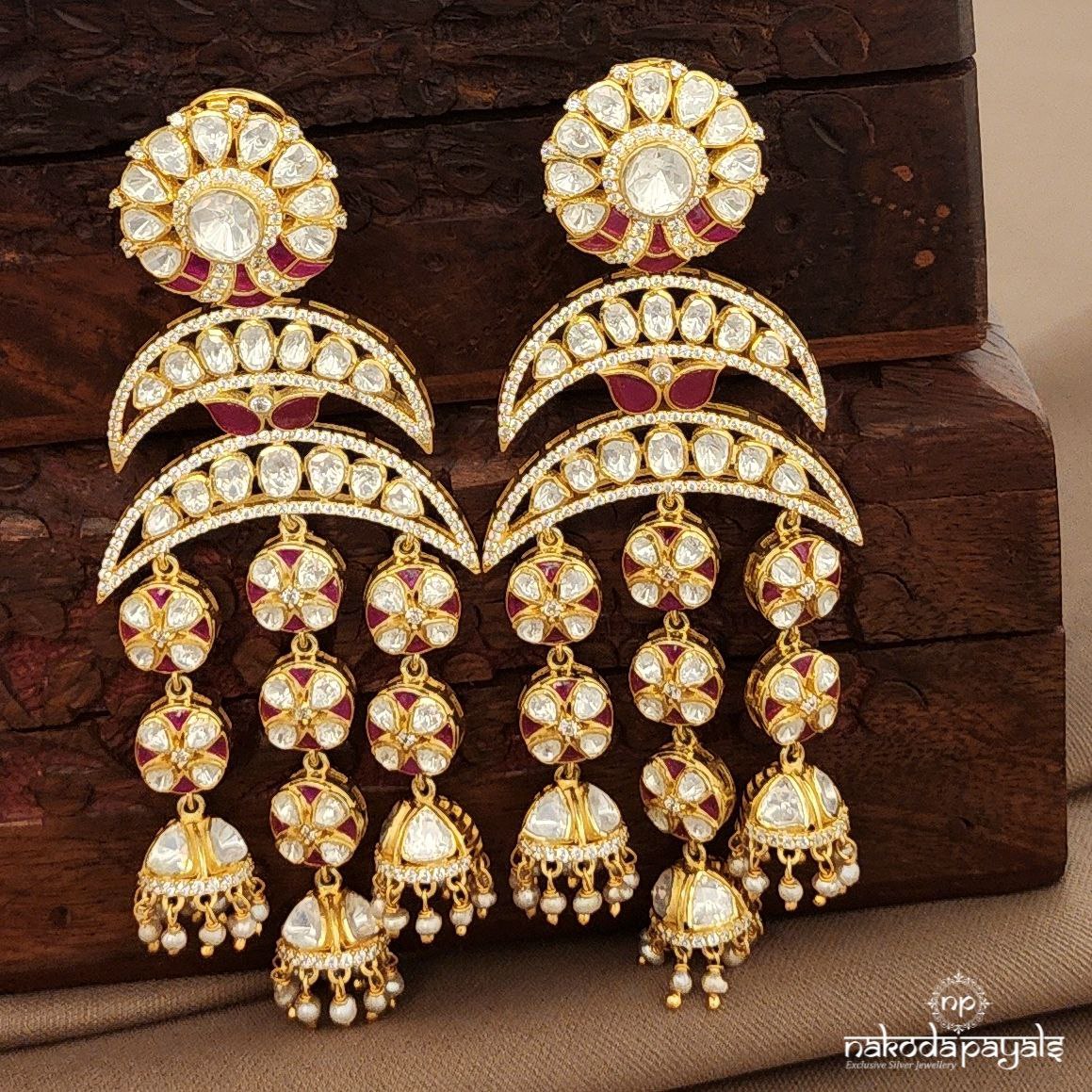 Enameled Moissanite Earrings (Ge10369)