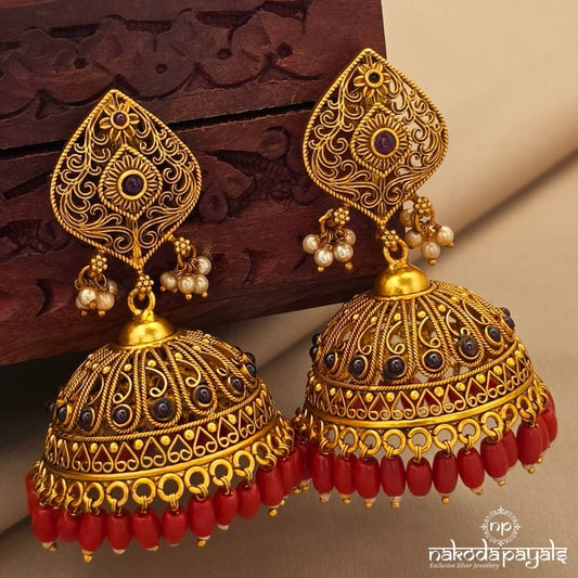 Coral Drop Exquisite Jhumka (Ge10624)