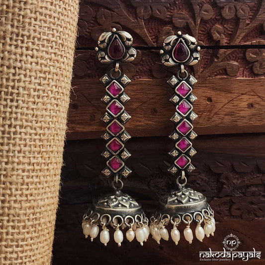 Squarish Red Jhumka (J1484)
