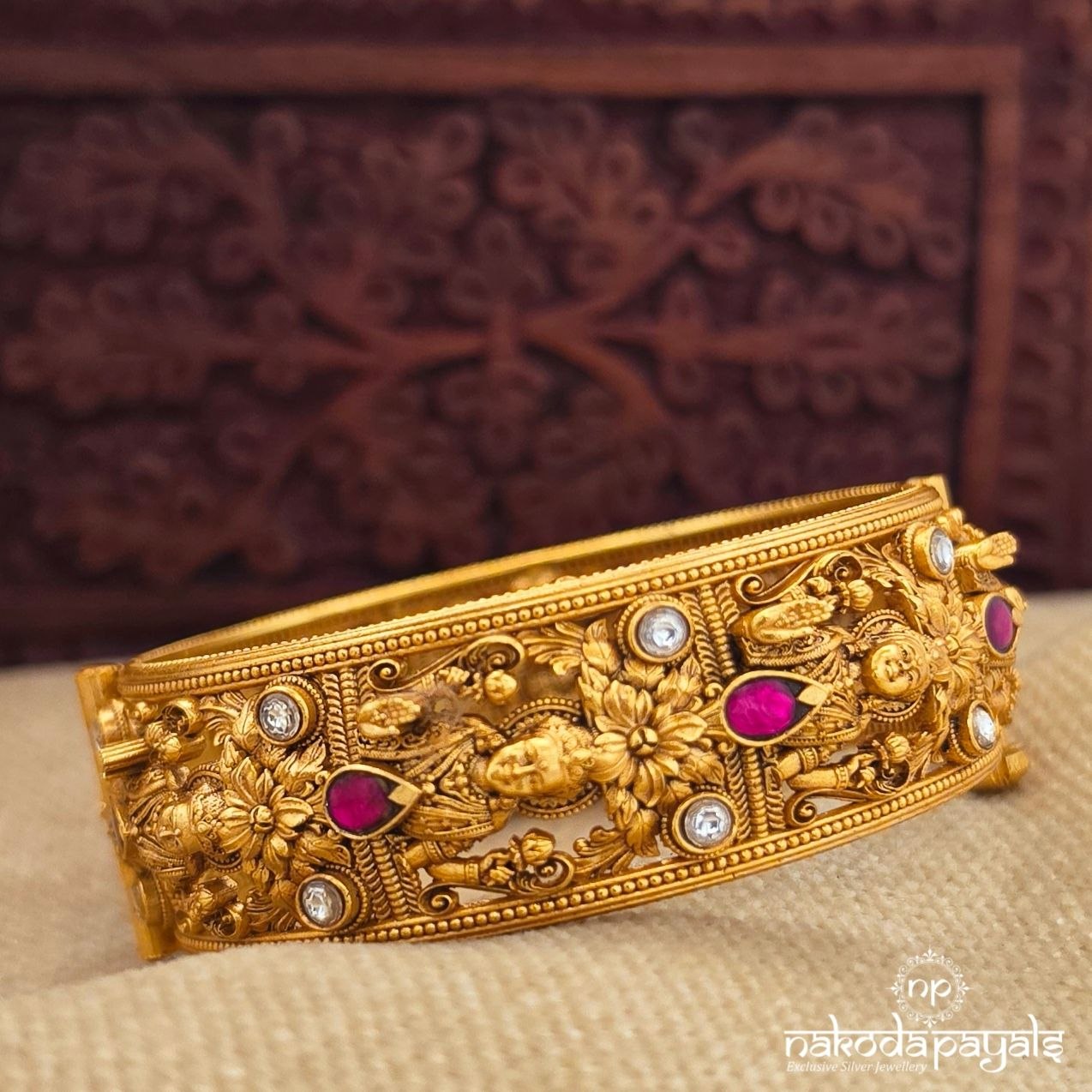 Exclusive Pink Drop Lakshmi Openable Kada (Gk3377)