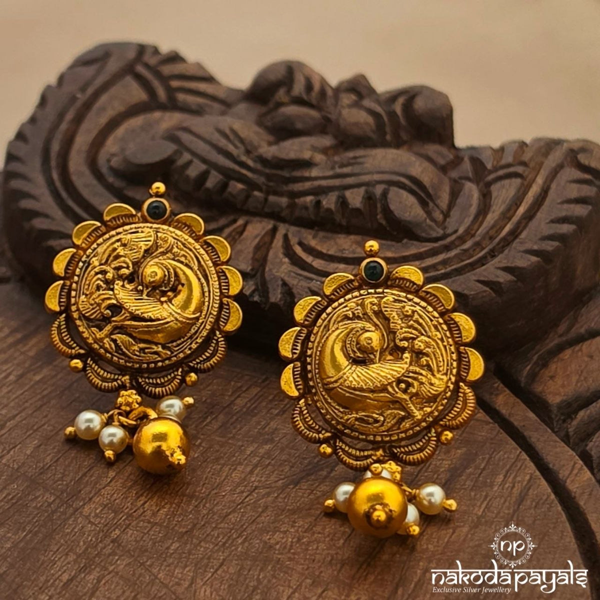 Pearl Peacock Earrings (Ge11587)
