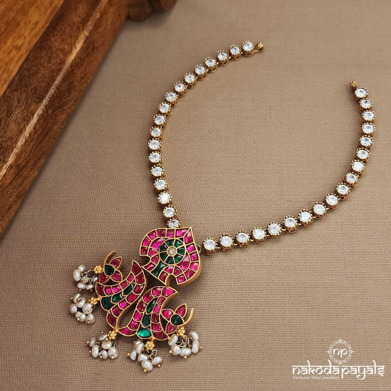White Dotted Kundan Neckpiece (Gn9501)
