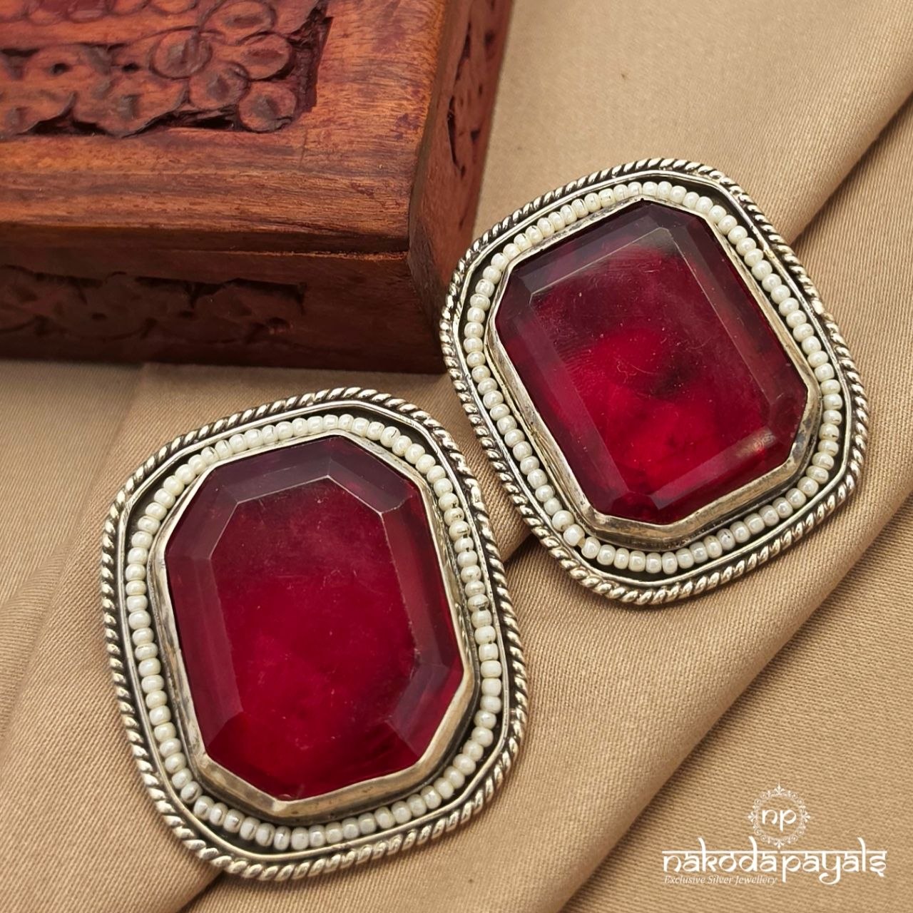 Royal Roomy Ruby Studs(C3986)