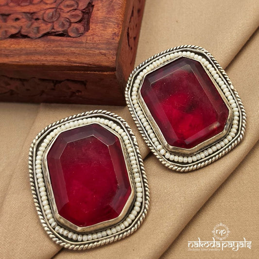 Royal Roomy Ruby Studs(C3986)