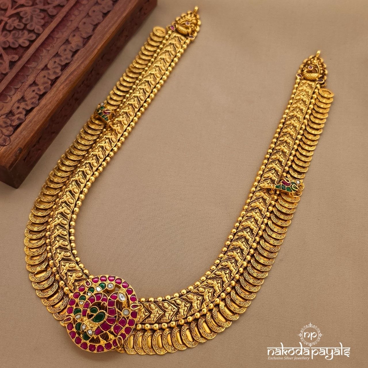 Exquisite Kundan Peacock Kasu Neckpiece (Gn10661)