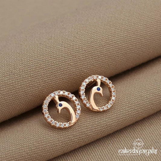 Blue Dot Peacock Rose Gold Studs (St4105)