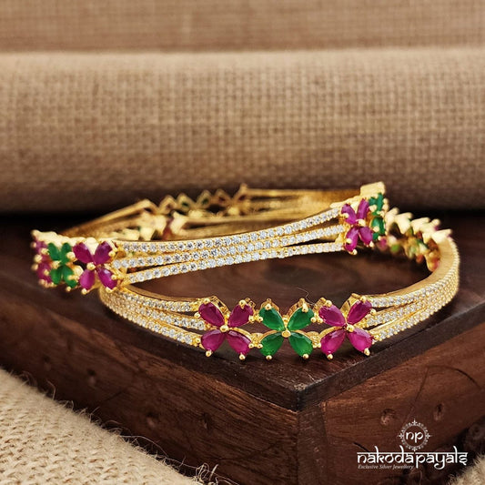 CZ Kemp Flower Bangles (Gk3024)
